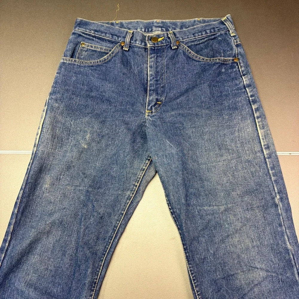 Cabelas Fleece Lined Denim Jeans Mens 33x34 Medium Wash Raw Hem Cutoff‎ Rugged